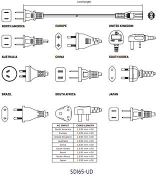Mechanical Drawing - CUI Inc SDI65 AC-DC Power Supplies